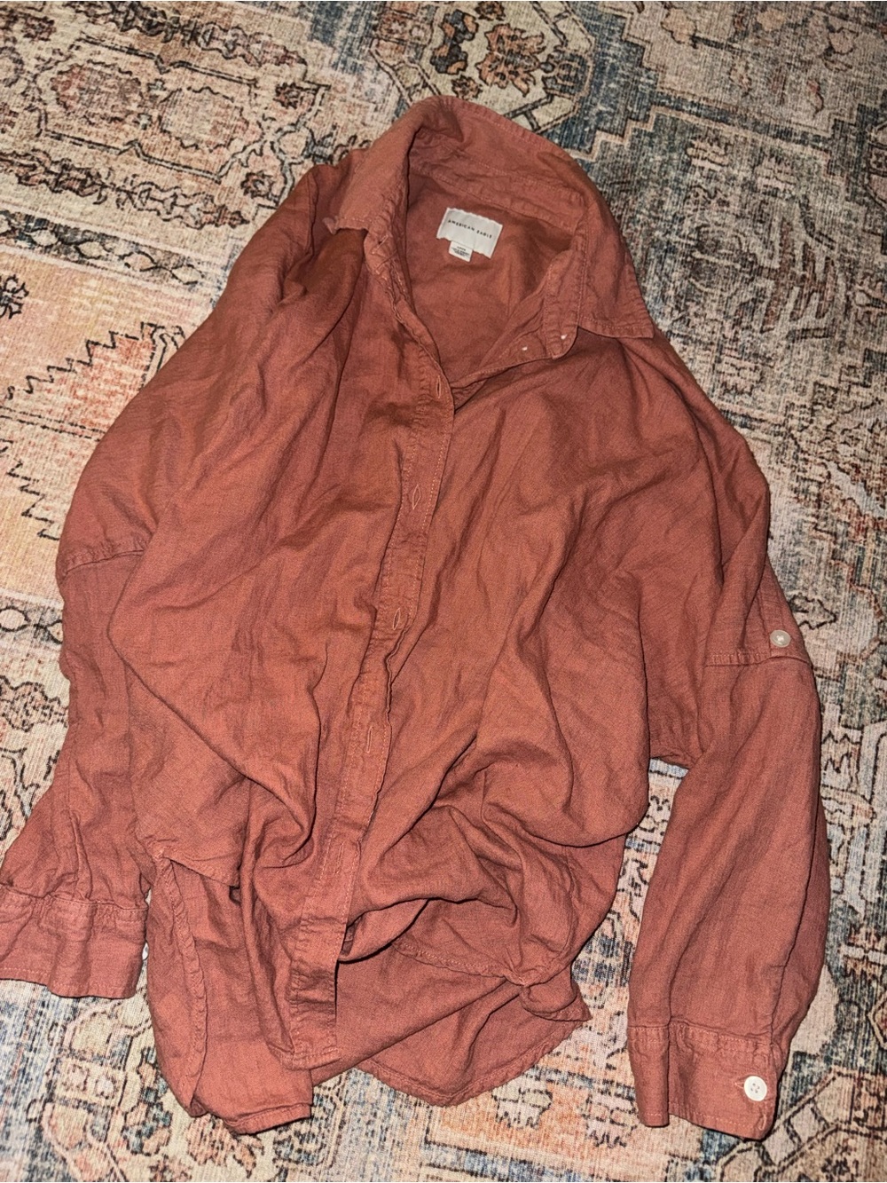 American Eagle Soft Washed Rust Button-Up Shirt - Woman’s Casual